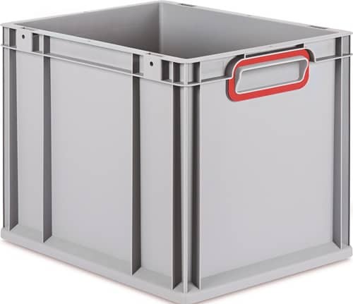 ALLIT Transportstapelbehälter L400xB300xH320mm grau PP geschlossener Griff rot