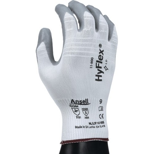 ANSELL Handschuhe HyFlex 11-800 Gr.9 weiß/grau EN 388 PSA II Nyl.m.Nitrilschaum ANSELL