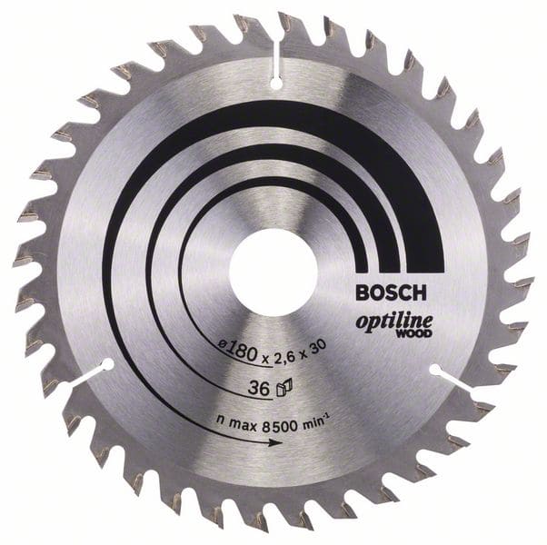 BOSCH Kreissägeblatt Optiline Wood für Handkreissägen, 180 x 30/20 x 2,6 mm, 36