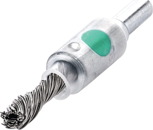 LESSMANN Pinselbürste D.10mm Schaft 6mm Drahtstärke 0,25mm VA 4500min-¹ LESSMANN