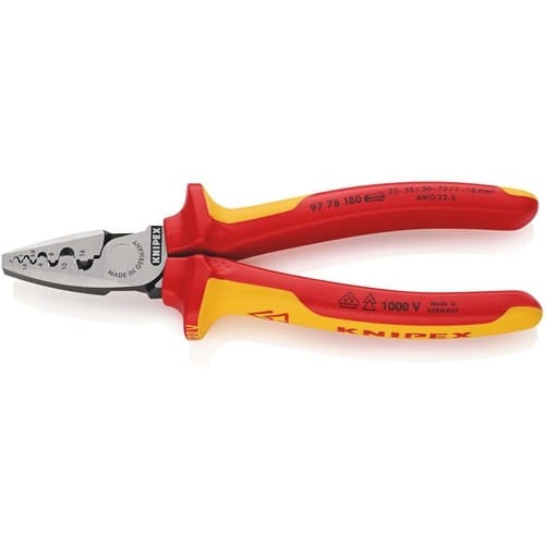 KNIPEX Aderendhülsenzange Gesamt-L.180mm 0,25-16,0(AWG 23-5)mm² pol.Mehrkomp-Hüllen VDE