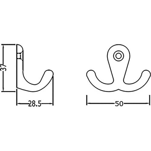 HERMETA Handtuchhaken 0560 2 Hak.H.37mm Alu.pol.A.28,5mm HERMETA