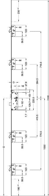 WINKHAUS Automatik Mehrfachverriegelung T-AV4D-F1660 L124/35 A9 92/8 M4 LS MC,