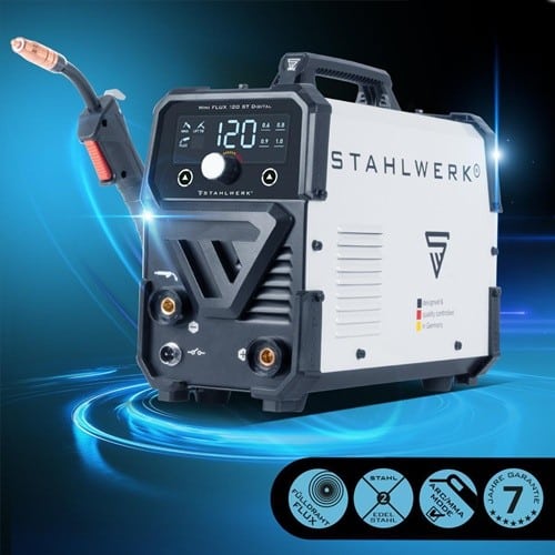 STAHLWERK Fülldrahtschweißgerät Mini FLUX 120 ST Digital m.Zub.20-120 A gasg.STAHLWERK