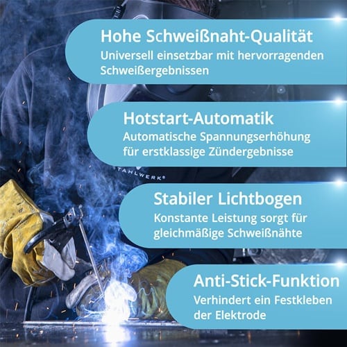 STAHLWERK Elektrodenschweißgerät ARC 200 MD Digital m.Zub.10-200 A STAHLWERK