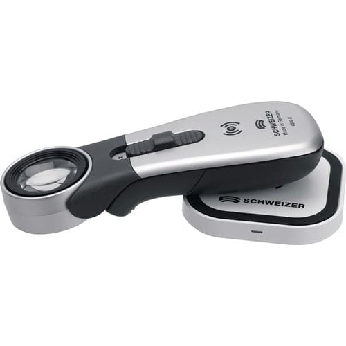 SCHWEIZER Handleuchtlupe Tech-Line Induktion Vergr.8x LED Linsen-Ø 30mm SCHWEIZER