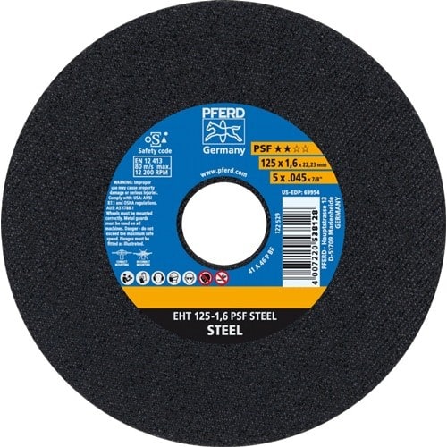 PFERD TOOLS Trennscheibe PSF STEEL D125x1,6mm ger.STA Bohr.22,23mm PFERD