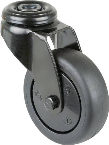 BS ROLLEN Lenkrolle D.75mm Trgf.75kg m.Rückenloch Ku.Kugell.Gum.schwarz BS ROLLEN