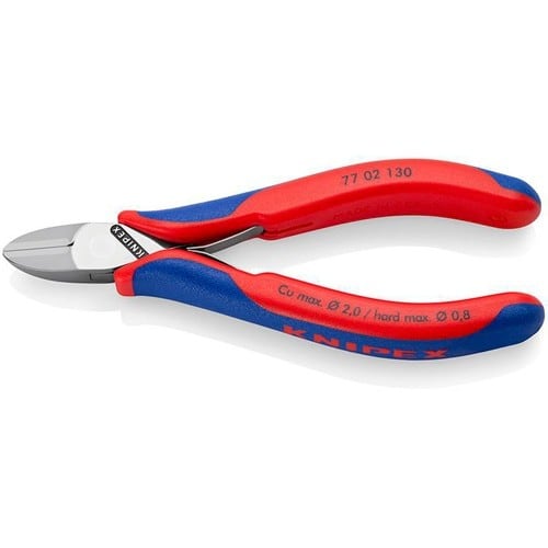 KNIPEX Elektronikseitenschneider L.130mm Form 0 Facette ja 2K-Hülle spiegelpol.KNIPEX