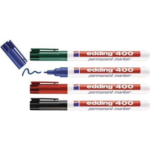 EDDING Permanentmarkerset edding 400 schwarz/rot/blau/grün Strich-B.1mm Rundspitze