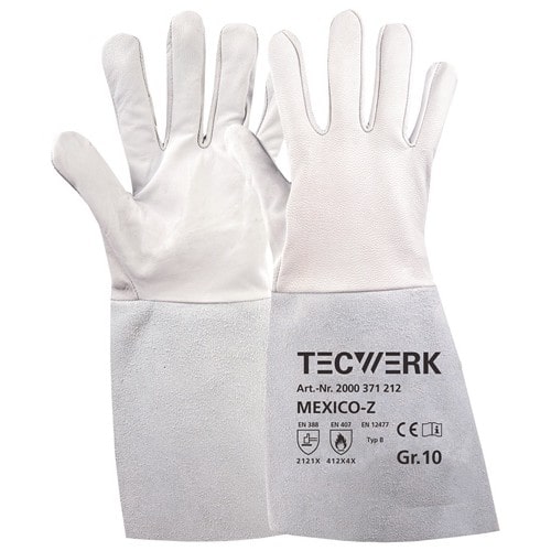TECWERK Schweißerhandschuhe Mexico Z Gr.9 grau EN 388/407/12477 10PA TW