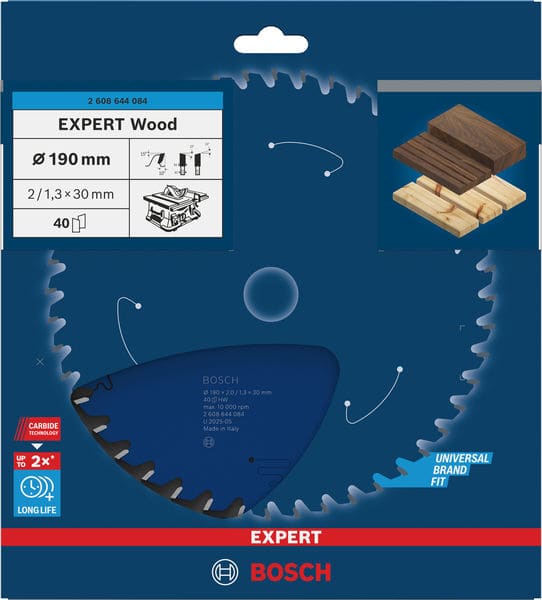 BOSCH Kreissägeblatt Expert for Wood, 190 x 30 x 2,0 mm, 40