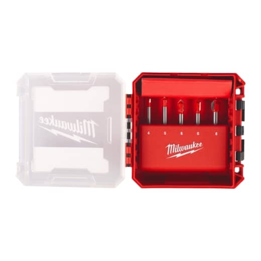 MILWAUKEE 4, 5, 6, 6, 8 mm in PACKOUT kompatibler Kassette Glas-/Fliesenbohrer Set 5-teilig