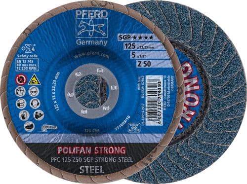PFERD TOOLS Fächerscheibe POLIFAN Z SGP STRONG STEEL D.125mm K.50 kon.INOX ZK PFERD