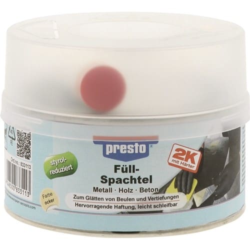 PRESTO 2K-Füllspachtel ocker,Härter rot 500g Dose PRESTO