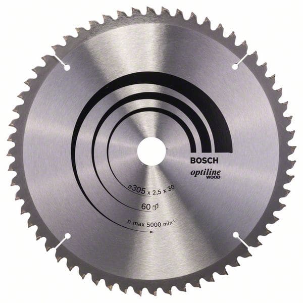 BOSCH Kreissägeblatt Optiline Wood für Kapp- und Gehrungssägen, 305 x 30 x 2,5 mm, 60
