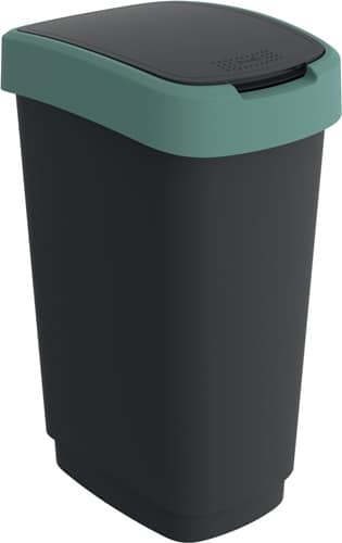 ROTHO Wertstoffsammler TWIST 50l H602xB298xT401mm schwarz Deckelrand grün ROTHO