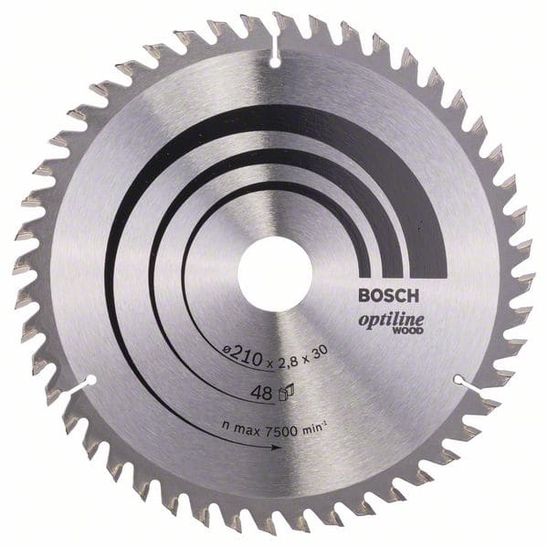 BOSCH Kreissägeblatt Optiline Wood für Handkreissägen, 210 x 30 x 2,8 mm, 48