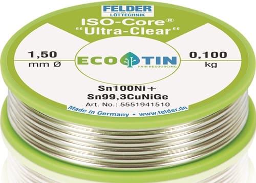 FELDER Lötdraht ISO-Core® UltraClear 1,5mm 100g Sn100Ni+ FELDER