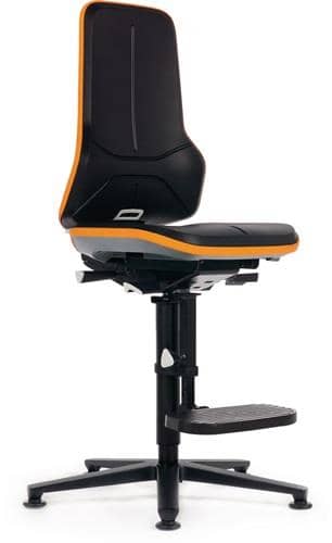 BIMOS Arbeitsdrehstuhl Neon Bodengleiter+Aufstiegshilfe o.Polsterelement grau
