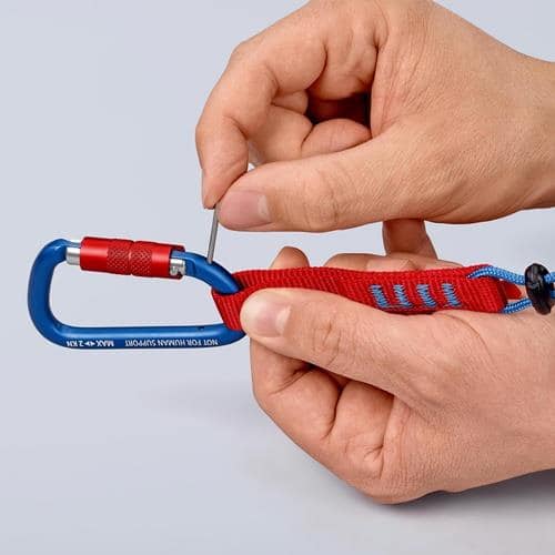 KNIPEX Materialkarabiner L.81mm m.Schraubverschluss blau besch.KNIPEX