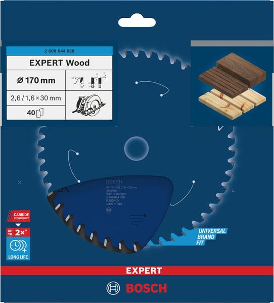 BOSCH Kreissägeblatt Expert for Wood, 170 x 30 x 2,6 mm, 40