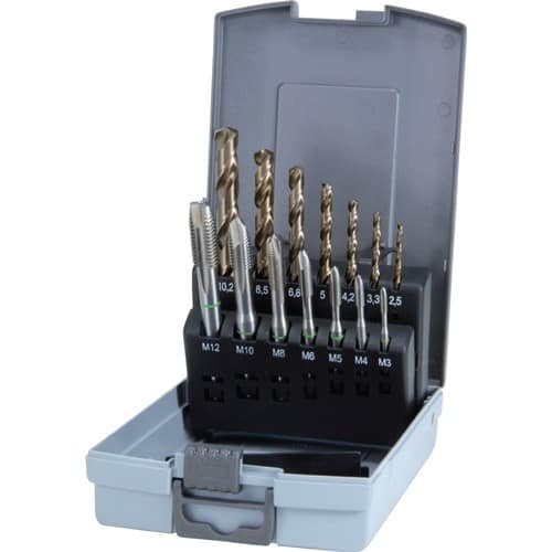 RUKO Maschinengewindebohrerset DIN 371/376 B M3-M12 14tlg.HSS-Co5 Ku.-Kass.RUKO