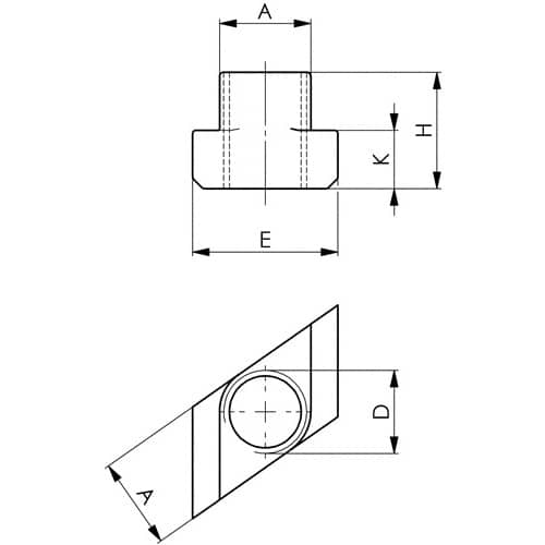 AMF T-Nutenstein Nr.510 T-Nut 14mm M10 rhombisch AMF