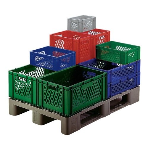 LA-KA-PE Transportbehälter L600xB400xH270mm grau PP Durchfassgr.Seitenwände durchbrochen