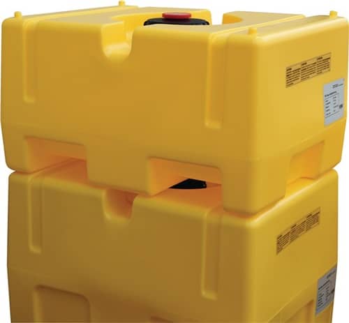 CEMO Fass kastenförmig 450 lPE gelb m.Staplertaschen Einfüllöffnung-D.140mm