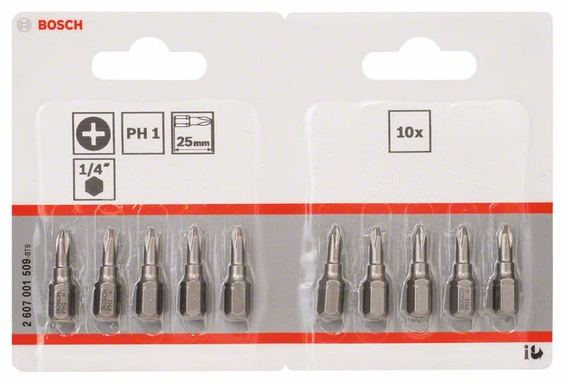 BOSCH Schrauberbit Extra-Hart PH 1, 25 mm, 10er-Pack, Tight Pack