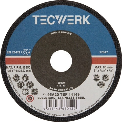 Schruppscheibe D125xS7mm gekr.Bohr.22,23mm TECWERK