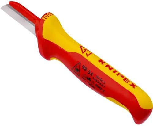 KNIPEX Kabelmesser L.190mm Klingen-L.50mm Klingenrücken m.Ku.-Überzug VDE68g Mehrkompgr