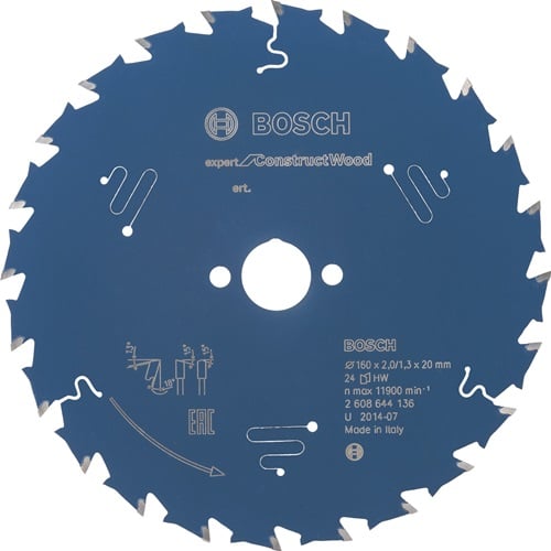 BOSCH Kreissägeblatt AD 160mm Z.24 WZ Bohr.20mm Schnitt-B.2mm HM BOSCH