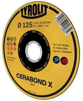 TYROLIT Trennscheibe PREMIUM CERABOND X D125x1,0mm ger.Bohr.22,23mm TYROLIT
