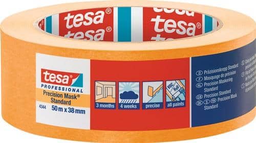 TESA Präzisionskrepp 4344 Stand.glatt hellbeige L.50m B.38mm Rl.TESA