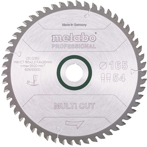 METABO Kreissägeblatt multi cut professional D165x2,2/1,4xB20mm Z.54 FZ/TZ 5Grad neg