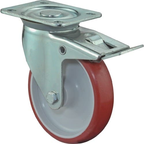 BS ROLLEN Lenkrolle D.80mm Trgf.120kg m.Festst.PU 104x80mm rot BS ROLLEN
