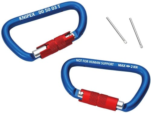 KNIPEX Materialkarabiner L.81mm m.Schraubverschluss blau besch.KNIPEX
