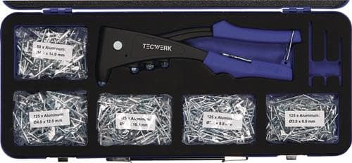 TECWERK Blindnietsortiment 601-tlg.Zange 2000813025 u.Blindniete Alu/Stahl