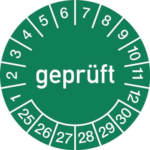 Mehrjahresprüfplakette D.30mm gepr.2025-2030 Folie Btl.a 100 St.