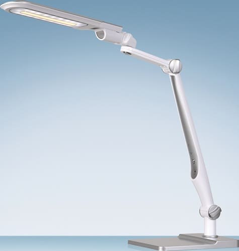 HANSA Schreibtischleuchte LED Multifl.ABS,Eisen,PS weiß/silber H600mm Standfuß+Klemme
