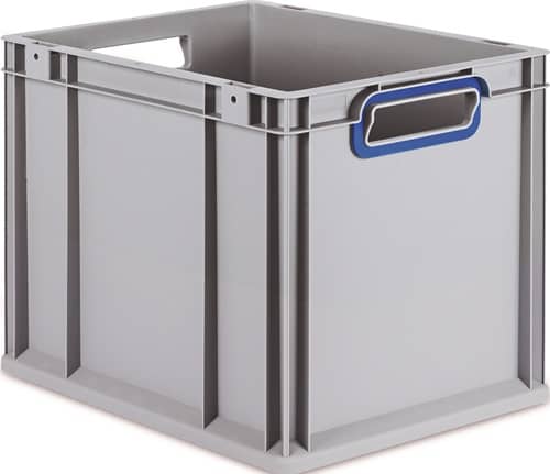 ALLIT Transportstapelbehälter L400xB300xH320mm grau PP offener Griff blau
