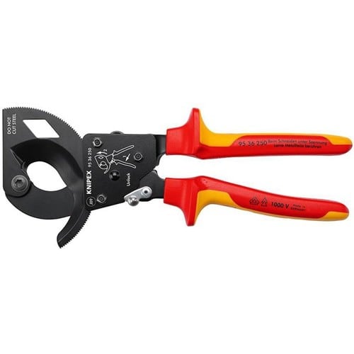 KNIPEX Kabelschneider Gesamt-L.250mm max.32 (240 mm²)mm Mehrkomp.-Hüllen VDE KNIPEX