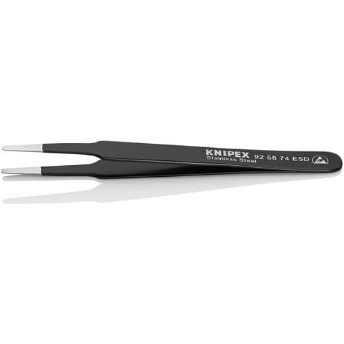 KNIPEX Präzisionspinzette L.120mm ger.rd.Spitzen-B.2mm rostfr.antimagn.elektr.ableitend