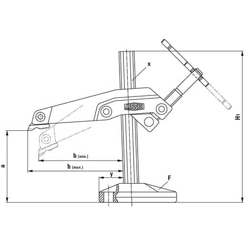 BESSEY Greifarmspanner Spann-H.200mm A.123 -140mm Schienenquerschnitt 28x11mm BESSEY