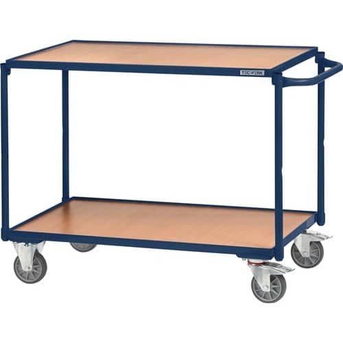 TECWERK Tischwagen 2 Ladeflächen L850xB500mm saphirblau Trgf.300kg Bügel waager.TECWERK