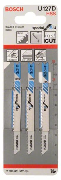 BOSCH Stichsägeblatt U 127 D Special for Alu, 3er-Pack