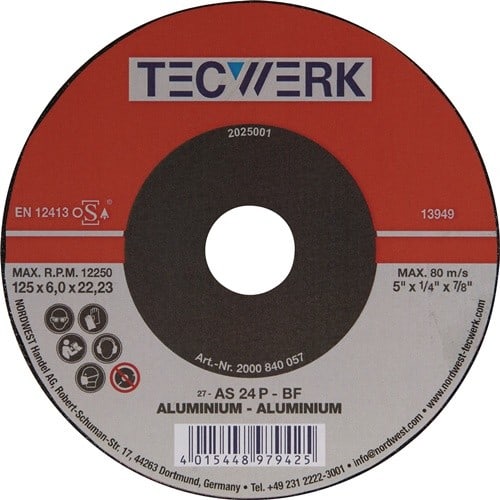 TECWERK Schruppscheibe D125xS6mm gekr.Alu.Bohr.22,23mm TECWERK