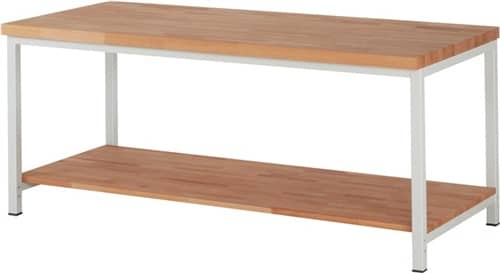 RAU Werkbank Classic B2000xT900xH840mm Buche massiv lichtgrau 1 Ablageboden